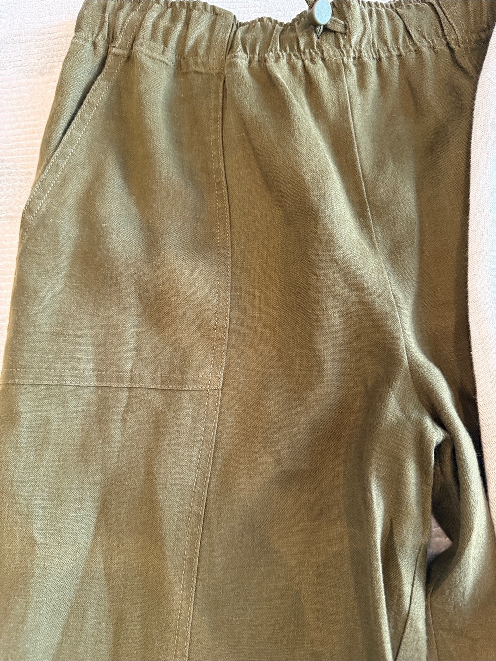 Reformation Linen Pants - Olive & Oatmeal - Picture 4 of 14